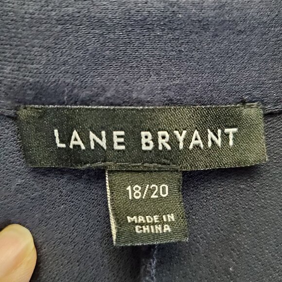 Lane Bryant Top Womens 18/20 Navy Blue Collared Short Sleeve Relaxed Fit Tunic - Picture 2 of 8